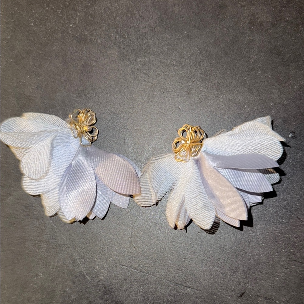 Elegant Pale Blue and Gold Floral Earrings